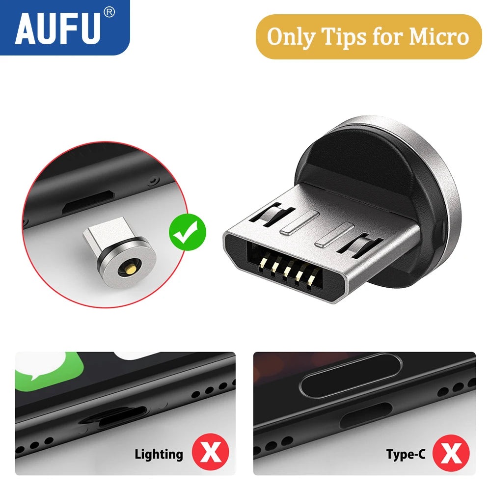AUFU 540 Degree Rotating Magnetic Adapter USB to Type-C Charging Cable Magnetic USB C Female Converter for iPhone17 Mobile Phone