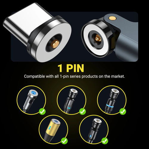 AUFU 540 Degree Rotating Magnetic Adapter USB to Type-C Charging Cable Magnetic USB C Female Converter for iPhone17 Mobile Phone