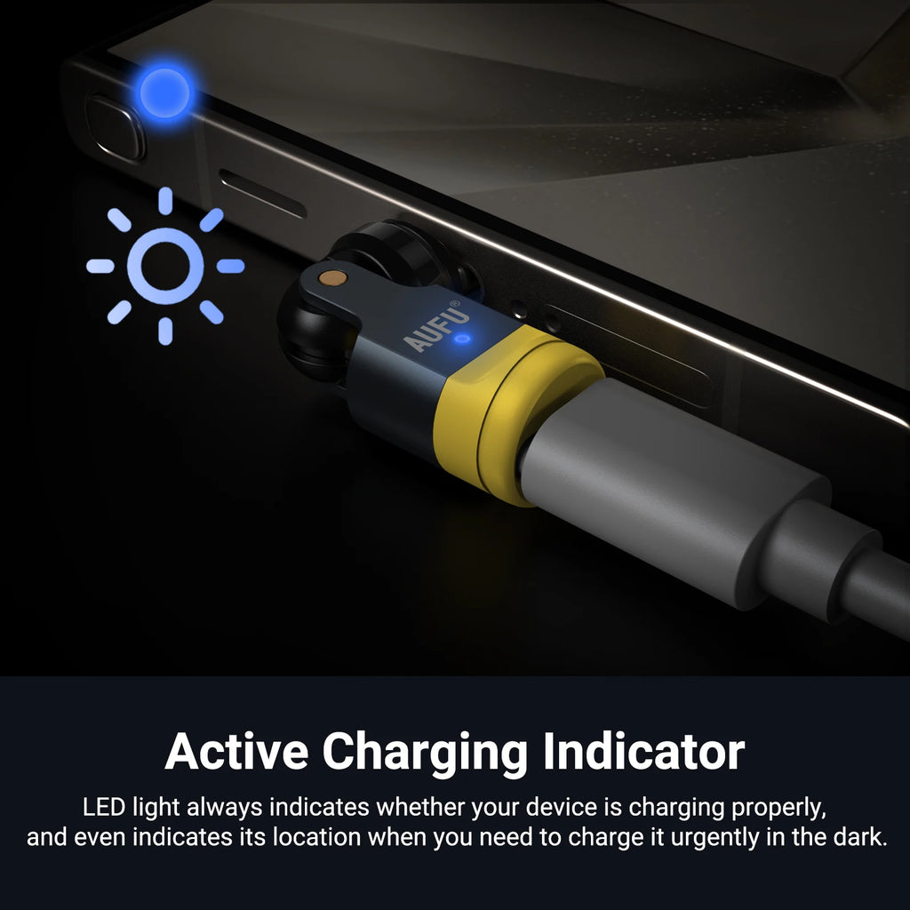 AUFU 540 Degree Rotating Magnetic Adapter USB to Type-C Charging Cable Magnetic USB C Female Converter for iPhone17 Mobile Phone