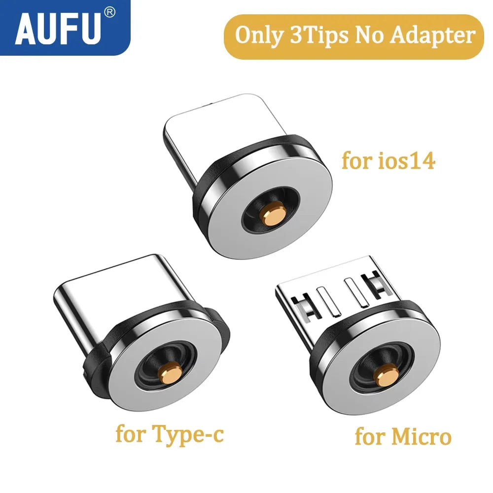 AUFU 540 Degree Rotating Magnetic Adapter USB to Type-C Charging Cable Magnetic USB C Female Converter for iPhone17 Mobile Phone